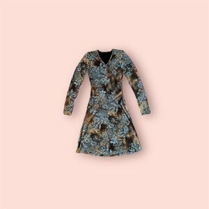 Cute long sleeve bodycon stretchy midi dress flowy